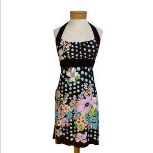 Charlotte Russe XS Polka Dot  Floral Brown Dresses Cottagecore Boho Poet-core